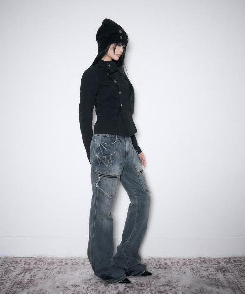 SCHISM INDUCING(スキズムインデューシング)の「ASYMMETRIC BUTTON COWL JACKET BLACK(その他アウター・レディース・その他・FREE)」の10枚目の写真
