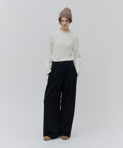 Plumel(プルメル)の「Frill Rib Knit Top / フリルリブニット(ニット/セーター・レディース・グリーン/オフホワイト/ブラック・MEDIUM)」の16枚目の写真