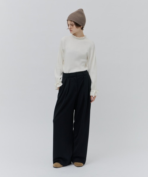Plumel(プルメル)の「Frill Rib Knit Top / フリルリブニット(ニット/セーター・レディース・グリーン/オフホワイト/ブラック・MEDIUM)」の17枚目の写真