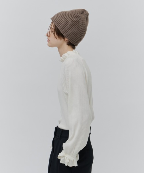 Plumel(プルメル)の「Frill Rib Knit Top / フリルリブニット(ニット/セーター・レディース・グリーン/オフホワイト/ブラック・MEDIUM)」の8枚目の写真