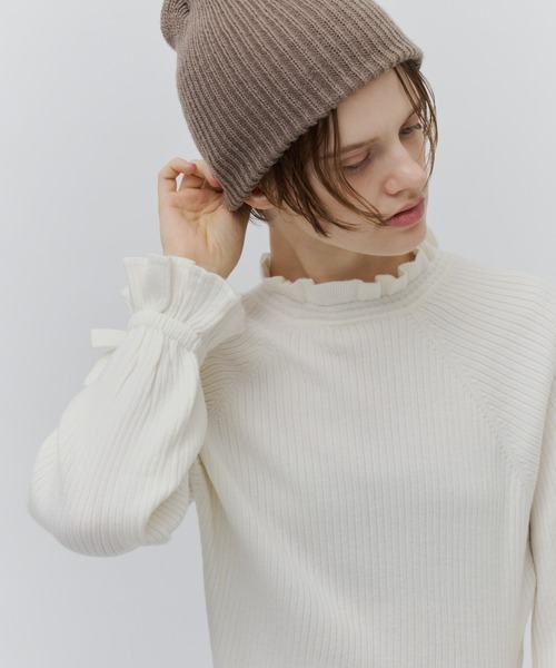 Plumel(プルメル)の「Frill Rib Knit Top / フリルリブニット(ニット/セーター・レディース・グリーン/オフホワイト/ブラック・MEDIUM)」の14枚目の写真