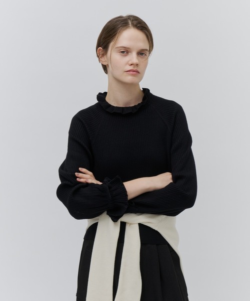Plumel(プルメル)の「Frill Rib Knit Top / フリルリブニット(ニット/セーター・レディース・グリーン/オフホワイト/ブラック・MEDIUM)」の22枚目の写真