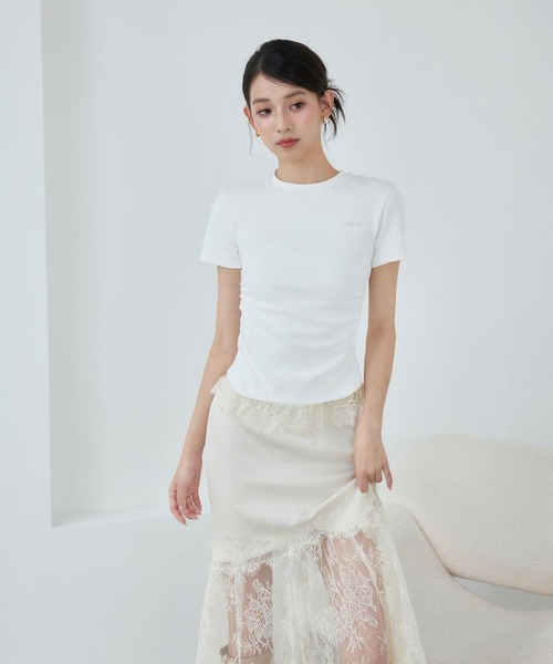 polaura(ポローラ)の「メルトレーススカート(スカート・レディース・ブラウン/ピンク/アイボリー・ST/S)」の6枚目の写真