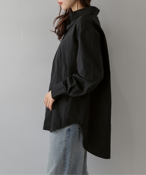 AMELY(エミリー)の「ラウンドヘムオーバーサイズシャツ/体型カバー/こなれ感(シャツ/ブラウス・レディース・ベージュ/ブラウン/ブラック・フリー)」の6枚目の写真