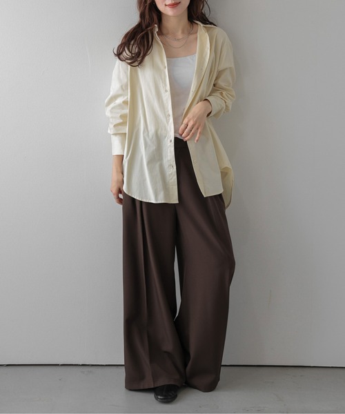 AMELY(エミリー)の「ラウンドヘムオーバーサイズシャツ/体型カバー/こなれ感(シャツ/ブラウス・レディース・ベージュ/ブラウン/ブラック・フリー)」の10枚目の写真