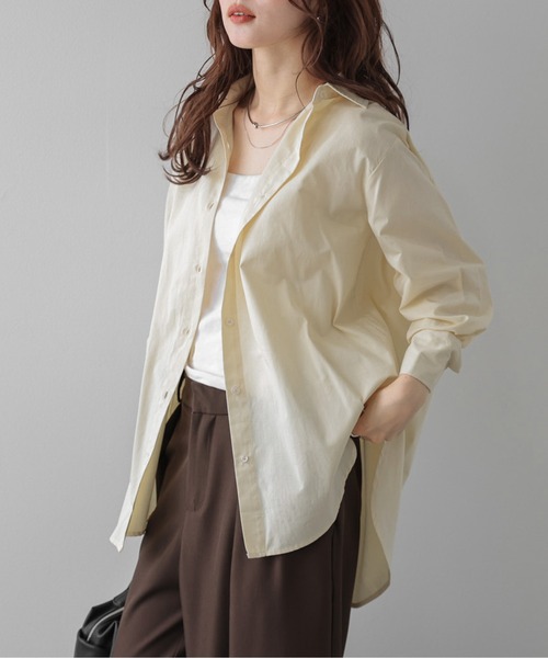AMELY(エミリー)の「ラウンドヘムオーバーサイズシャツ/体型カバー/こなれ感(シャツ/ブラウス・レディース・ベージュ/ブラウン/ブラック・フリー)」の12枚目の写真