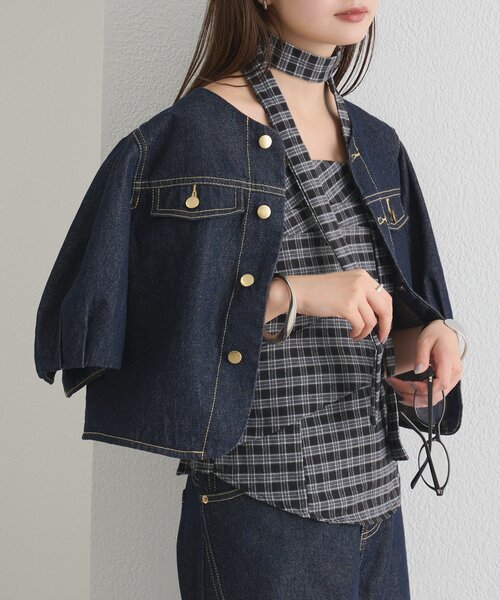 mystic(ミスティック)の「【BLK/WEB限定】チョーカー付き起毛チェックベアビスチェ(シャツ/ブラウス・レディース・ブラック/ネイビー/ブラウン・FREE)」の6枚目の写真