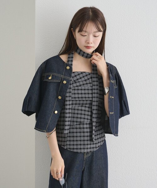 mystic(ミスティック)の「【BLK/WEB限定】チョーカー付き起毛チェックベアビスチェ(シャツ/ブラウス・レディース・ブラック/ネイビー/ブラウン・FREE)」の9枚目の写真