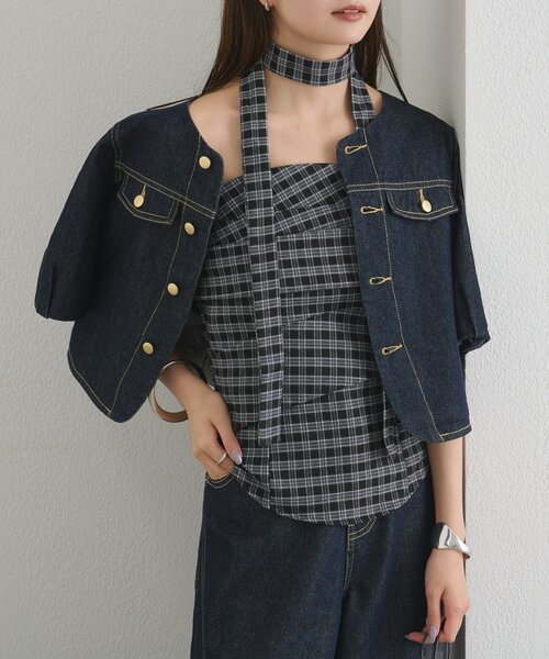 mystic(ミスティック)の「【BLK/WEB限定】チョーカー付き起毛チェックベアビスチェ(シャツ/ブラウス・レディース・ブラック/ネイビー/ブラウン・FREE)」の10枚目の写真