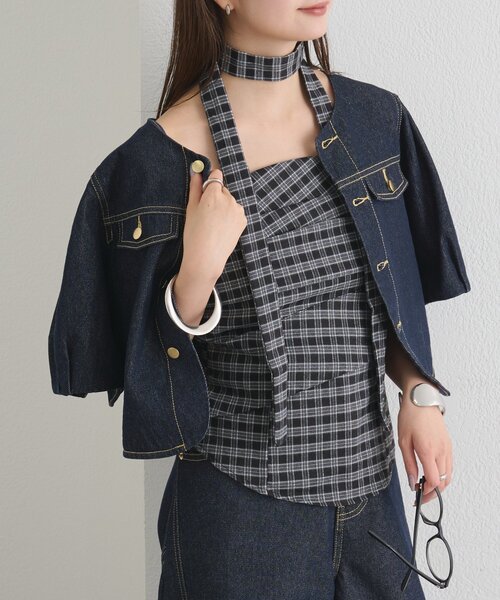 mystic(ミスティック)の「【BLK/WEB限定】チョーカー付き起毛チェックベアビスチェ(シャツ/ブラウス・レディース・ブラック/ネイビー/ブラウン・FREE)」の17枚目の写真