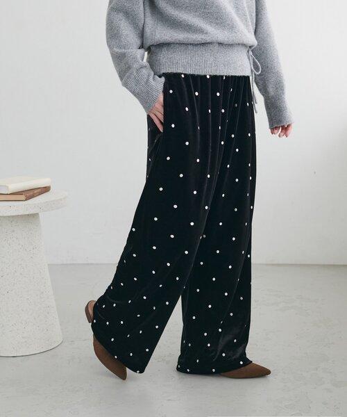 DISCOAT(ディスコート)の「ドット刺繍ベロアワイドパンツ(その他パンツ・レディース・ブラック/ブラウン・FREE)」の7枚目の写真