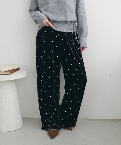 DISCOAT(ディスコート)の「ドット刺繍ベロアワイドパンツ(その他パンツ・レディース・ブラック/ブラウン・FREE)」の8枚目の写真