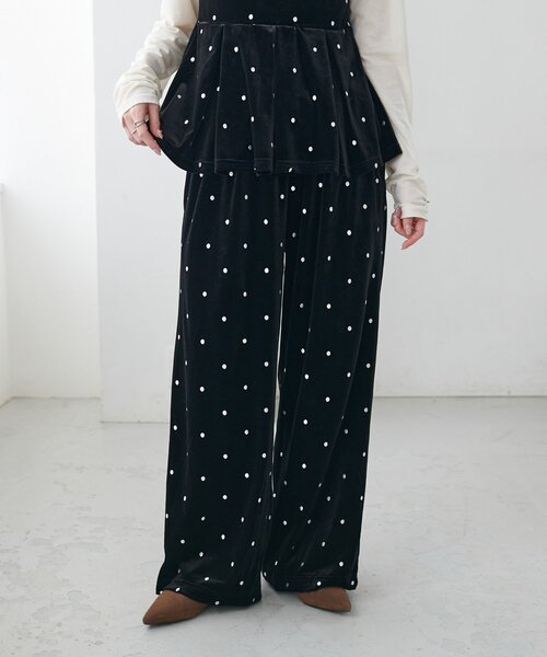 DISCOAT(ディスコート)の「ドット刺繍ベロアワイドパンツ(その他パンツ・レディース・ブラック/ブラウン・FREE)」の12枚目の写真