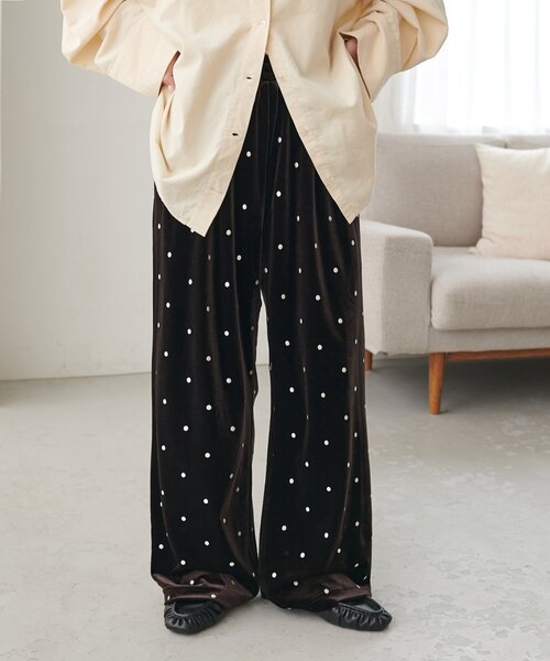 DISCOAT(ディスコート)の「ドット刺繍ベロアワイドパンツ(その他パンツ・レディース・ブラック/ブラウン・FREE)」の19枚目の写真