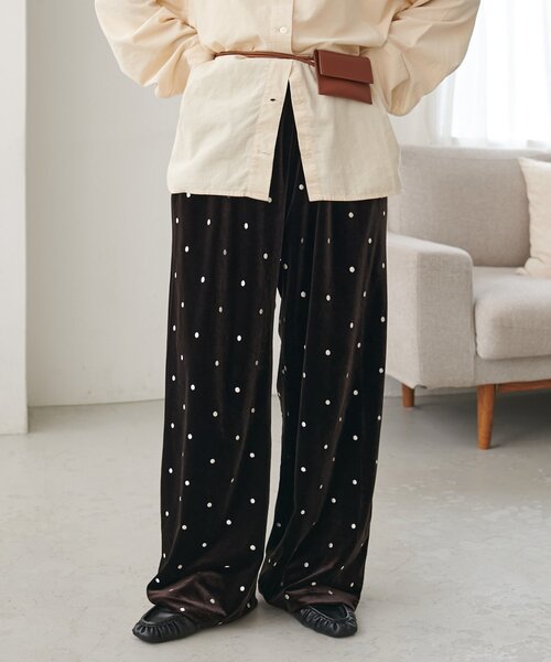 DISCOAT(ディスコート)の「ドット刺繍ベロアワイドパンツ(その他パンツ・レディース・ブラック/ブラウン・FREE)」の20枚目の写真