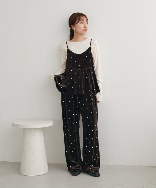 DISCOAT(ディスコート)の「ドット刺繍ベロアワイドパンツ(その他パンツ・レディース・ブラック/ブラウン・FREE)」の22枚目の写真
