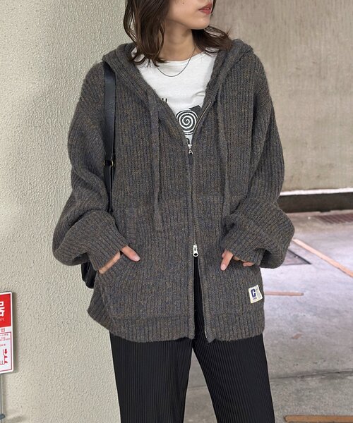CPCM（シーピーシーエム）の「モヘアライクニットジップパーカー（パーカー・メンズ・イエロー/グリーン/パープル/グレー・SMALL/MEDIUM/LARGE）」の2枚目の写真