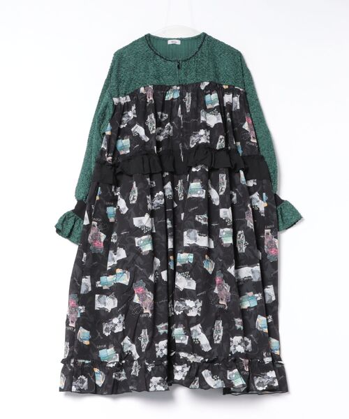 unica（ユニカ）の「コラージュジャーニーzipワンピース（ワンピース・レディース・ホワイト/モスグリーン/ブラック・F）」の3枚目の写真