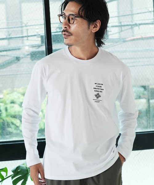 jiggys shop(ジギーズショップ)の「ロゴ刺繍 長袖Tシャツ ロンT カットソー(Tシャツ/カットソー・メンズ・ブラック系その他3/ホワイト系その他/ホワイト系その他2/ホワイト系その他3/ブラック系その他/ブラック系その他2・SMALL/MEDIUM/LARGE/X-LARGE)」の4枚目の写真