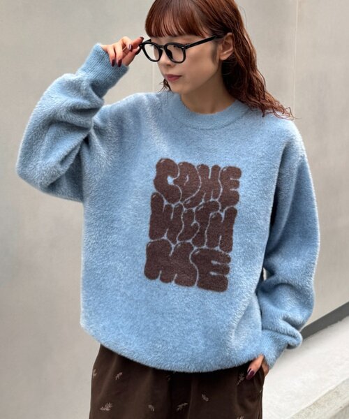 CIAOPANIC TYPY(チャオパニックティピー)の「【UNISEX】ニュアンスロゴシャギーニット(ニット/セーター・レディース・チャコールグレー/ブラック/ベージュ/グレー/ブルー・MEDIUM/LARGE)」の5枚目の写真