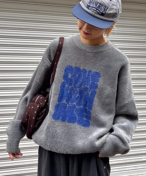 CIAOPANIC TYPY(チャオパニックティピー)の「【UNISEX】ニュアンスロゴシャギーニット(ニット/セーター・レディース・チャコールグレー/ブラック/ベージュ/グレー/ブルー・MEDIUM/LARGE)」の13枚目の写真