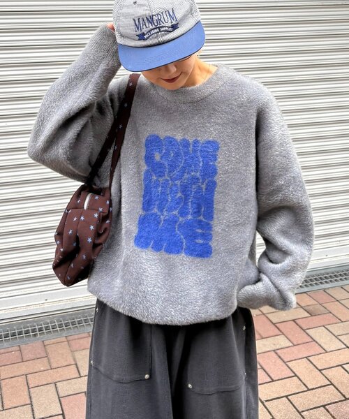 CIAOPANIC TYPY(チャオパニックティピー)の「【UNISEX】ニュアンスロゴシャギーニット(ニット/セーター・レディース・チャコールグレー/ブラック/ベージュ/グレー/ブルー・MEDIUM/LARGE)」の14枚目の写真