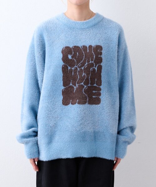CIAOPANIC TYPY(チャオパニックティピー)の「【UNISEX】ニュアンスロゴシャギーニット(ニット/セーター・レディース・チャコールグレー/ブラック/ベージュ/グレー/ブルー・MEDIUM/LARGE)」の6枚目の写真