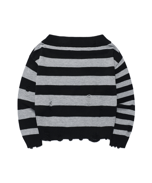 Cavish(カビシ)の「DAMAGED STAR STRIPE OFF SHOULDER KNIT BLACK(CV2GFFK620A)(ニット/セーター・レディース・ブラック・SMALL/MEDIUM)」の4枚目の写真