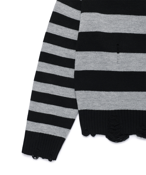 Cavish(カビシ)の「DAMAGED STAR STRIPE OFF SHOULDER KNIT BLACK(CV2GFFK620A)(ニット/セーター・レディース・ブラック・SMALL/MEDIUM)」の7枚目の写真