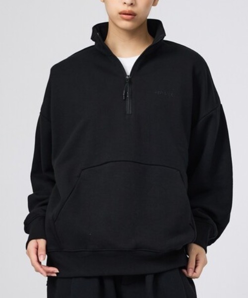 +phenix（プラスフェニックス）の「【+phenix / プラスフェニックス】CVC HALF-ZIP SWEATSHIRT　フロントハーフジップ　スウェット（スウェット・メンズ・ブラック・LARGE/X-LARGE/MEDIUM）」の11枚目の写真