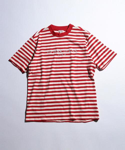 Guess(ゲス)の「<GUESS Originals>×<A$AP Rocky> STRIPE TEE/Tシャツ(Tシャツ/カットソー・メンズ・ネイビー/レッド・LARGE/MEDIUM/SMALL)」の2枚目の写真