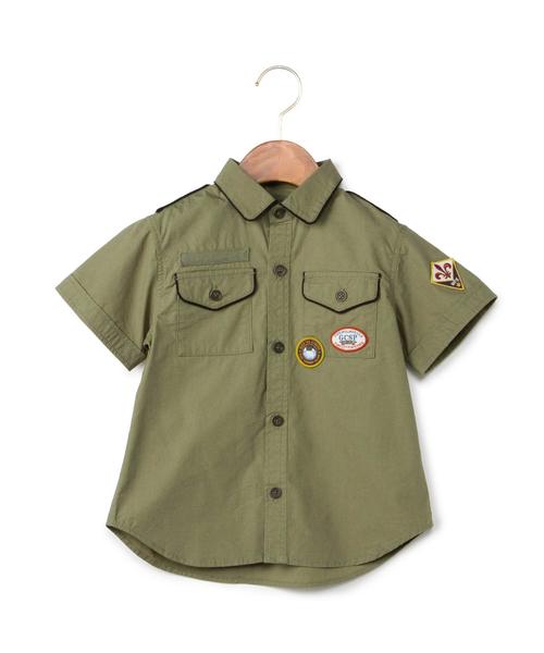 green label relaxing（グリーンレーベルリラクシング）の「ボーイスカウト シャツ◆（シャツ/ブラウス・キッズ・ベージュ/オリーブ・125/105/115）」の2枚目の写真