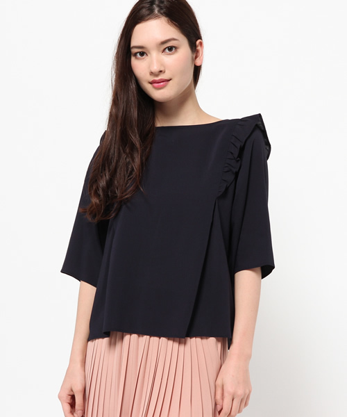 N.（N. Natural Beauty Basic）（エヌエヌナチュラルビューティーベーシック）の「フリルショルダーブラウス（シャツ/ブラウス・レディース・ネイビー/ホワイト/ピンク・MEDIUM）」の12枚目の写真