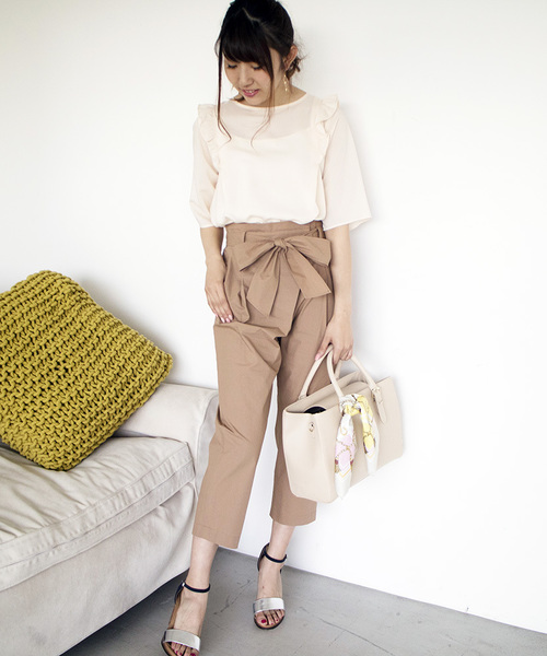 N.（N. Natural Beauty Basic）（エヌエヌナチュラルビューティーベーシック）の「フリルショルダーブラウス（シャツ/ブラウス・レディース・ネイビー/ホワイト/ピンク・MEDIUM）」の17枚目の写真