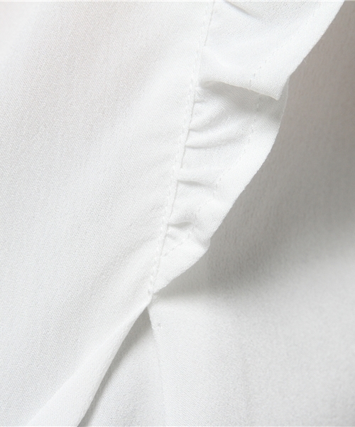 N.（N. Natural Beauty Basic）（エヌエヌナチュラルビューティーベーシック）の「フリルショルダーブラウス（シャツ/ブラウス・レディース・ネイビー/ホワイト/ピンク・MEDIUM）」の11枚目の写真