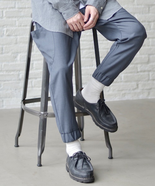 rehacer(レアセル)の「rehacer : Strady Sarouel Pants(スラックス・メンズ・ネイビー/グレー・LARGE/MEDIUM/SMALL)」の5枚目の写真