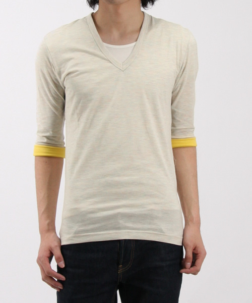 And A（アンドエー）の「モンブラン7分T（Tシャツ/カットソー・メンズ・ブラック/スミクロ/ベージュ系その他/ロイヤルブルー/グレー/ピンク系その他/パープル系その他・42）」の4枚目の写真