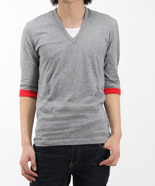 And A（アンドエー）の「モンブラン7分T（Tシャツ/カットソー・メンズ・ブラック/スミクロ/ベージュ系その他/ロイヤルブルー/グレー/ピンク系その他/パープル系その他・42）」の8枚目の写真