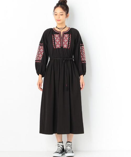 Another Edition(アナザーエディション)の「ツイル刺繍ワンピース/AEBC TWILL EMBR OP◆(ワンピース・レディース・ブラウン/ブラック・FREE)」の7枚目の写真