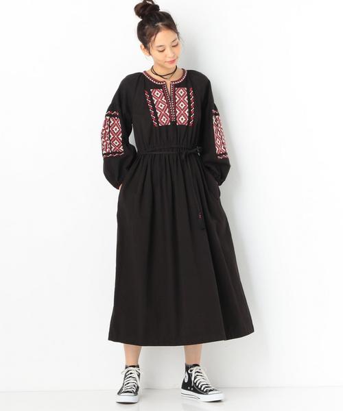 Another Edition(アナザーエディション)の「ツイル刺繍ワンピース/AEBC TWILL EMBR OP◆(ワンピース・レディース・ブラウン/ブラック・FREE)」の5枚目の写真
