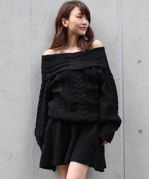 MICOAMERI（ミコアメリ）の「ケーブルニットスカート（スカート・レディース・ホワイト/ブラック/グレー・FREE）」の3枚目の写真