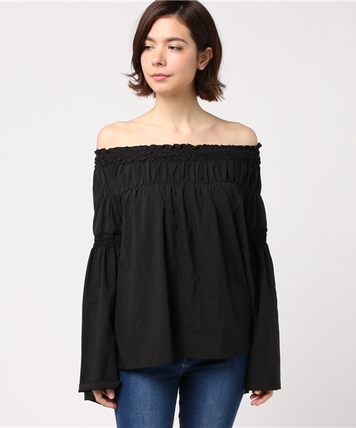 MERLOT（メルロー）の「フリルギャザーオフショルブラウス4913（シャツ/ブラウス・レディース・ブラック/ライトブルー/ベージュ/ピンク/オフホワイト・FREE）」の12枚目の写真