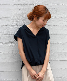 le.coeur blanc | ジョーゼットスタンドVネックブラウス(シャツ/ブラウス)