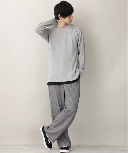 MONO-MART（モノマート）の「杢ワッフルクルーネック カラーリング L/Sカットソー（Tシャツ/カットソー・メンズ・ブラック/ネイビー/グレー/レッド/カーキ/オートミール/チャコール・M/L）」の20枚目の写真