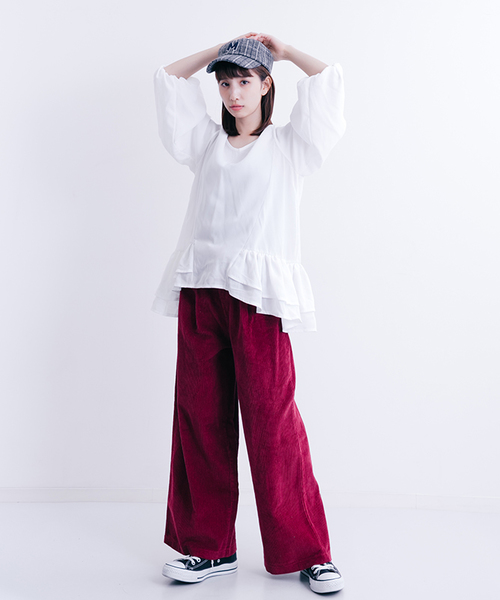 MERLOT（メルロー）の「裾ラッフルティアードトップス1231（シャツ/ブラウス・レディース・ワイン/マスタード/ブラック/オフホワイト・FREE）」の13枚目の写真