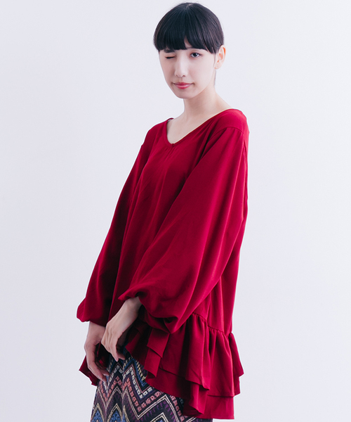 MERLOT（メルロー）の「裾ラッフルティアードトップス1231（シャツ/ブラウス・レディース・ワイン/マスタード/ブラック/オフホワイト・FREE）」の22枚目の写真