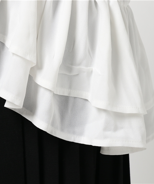 MERLOT（メルロー）の「裾ラッフルティアードトップス1231（シャツ/ブラウス・レディース・ワイン/マスタード/ブラック/オフホワイト・FREE）」の9枚目の写真