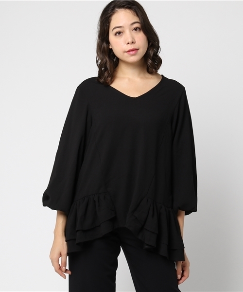 MERLOT（メルロー）の「裾ラッフルティアードトップス1231（シャツ/ブラウス・レディース・ワイン/マスタード/ブラック/オフホワイト・FREE）」の21枚目の写真