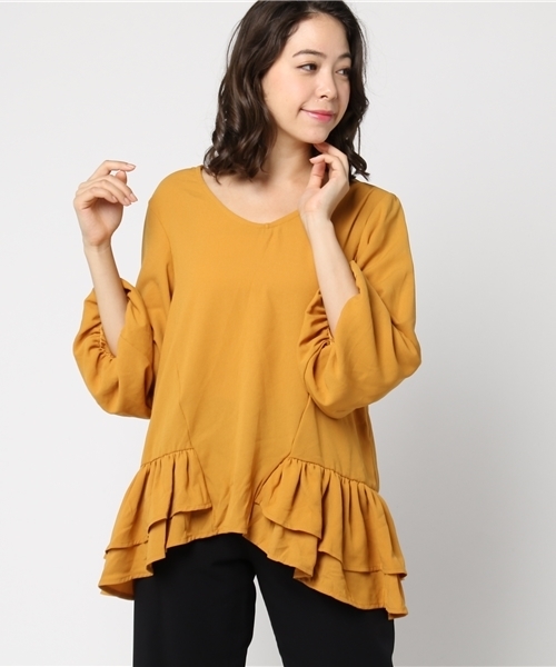 MERLOT（メルロー）の「裾ラッフルティアードトップス1231（シャツ/ブラウス・レディース・ワイン/マスタード/ブラック/オフホワイト・FREE）」の20枚目の写真