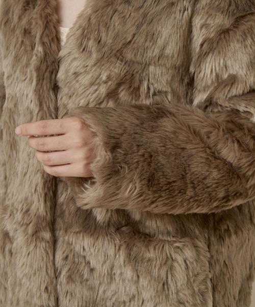 Another Edition(アナザーエディション)の「テディノーカラーコート(その他アウター・レディース・オフホワイト/ピンク/モカ・MEDIUM/SMALL)」の13枚目の写真